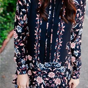 Parker Floral Black and Pink Mini Dress